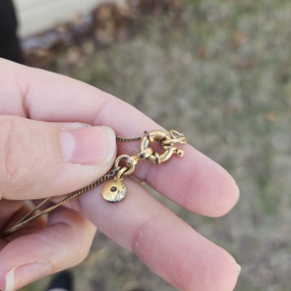Madewell long gold tone chain with gold and silver angular pieces - Picture 3 of 4